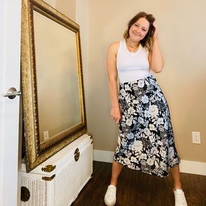 Black and White Floral Skirt